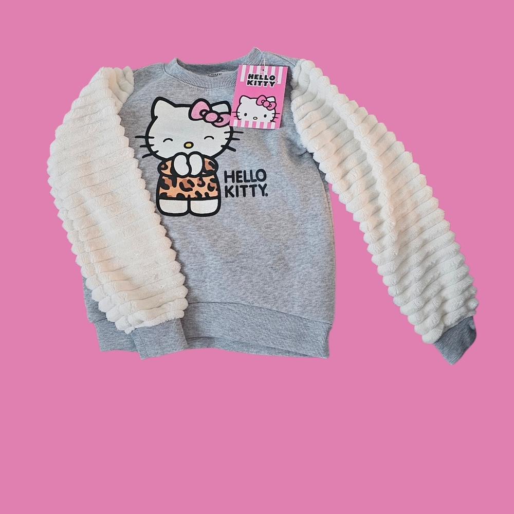 Hello Kitty Gray Sweatshirt with White Sleeves